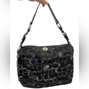 Coach Black Shoulder Bag in Signature Jacquard